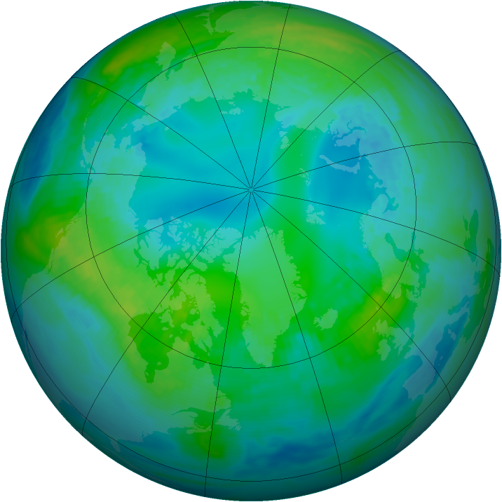 Arctic ozone map for 30 October 1990